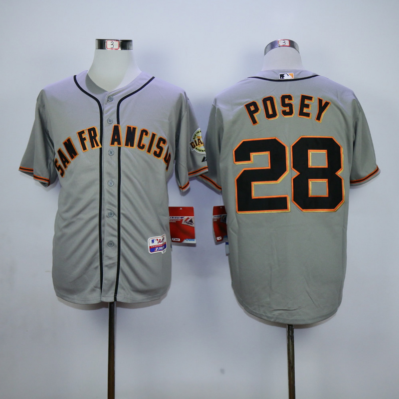 Men San Francisco Giants #28 Posey Grey MLB Jerseys
